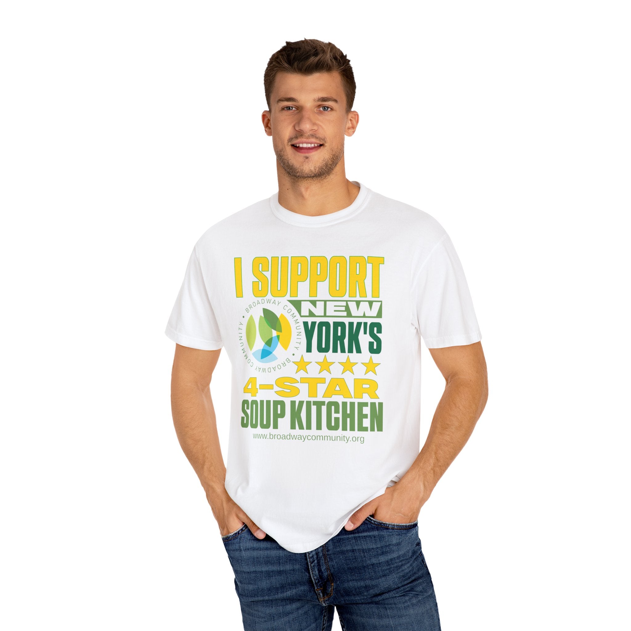 4-Star Soup Kitchen White T-Shirt - Broadway Community Collection